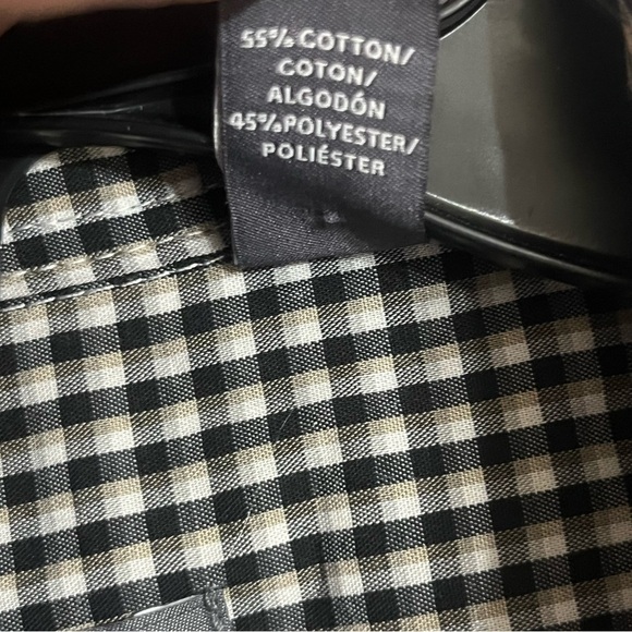 Men’s Van Heusen Long Sleeve Button Down Plaid Shirt Size Large Black Tan White - Picture 4 of 10